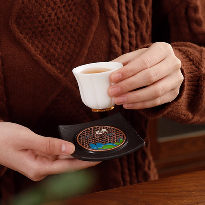 Enamel Colorful Tea Coaster – Electric Wood Material, Heat-Resistant