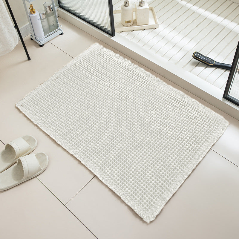 Solid Color Waffle Bathroom Mat with Absorbent Non-Slip Design