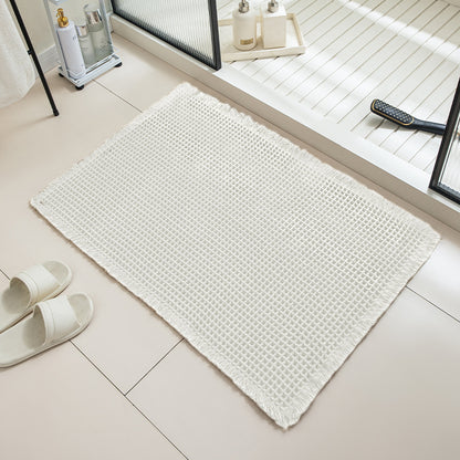 Solid Color Waffle Bathroom Mat with Absorbent Non-Slip Design