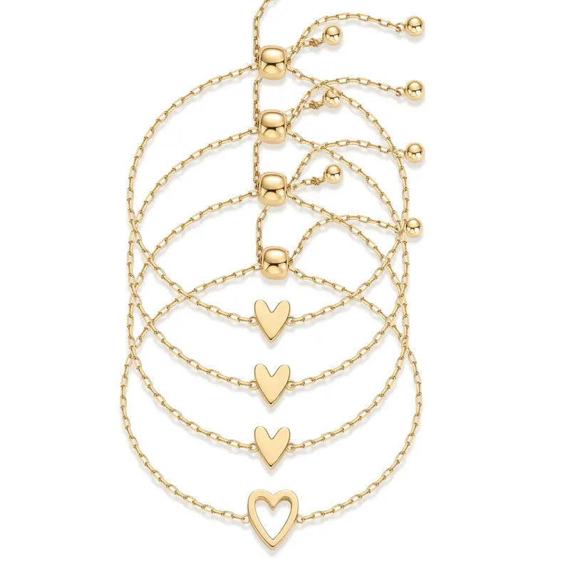 Loruvie 14K Gold Plated Adjustable Matching Bracelets
