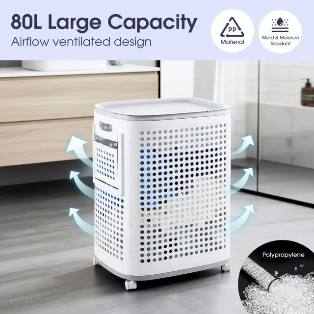 RollHide™ Mobile Laundry Hamper with Wheels, Lid & Breathable Design