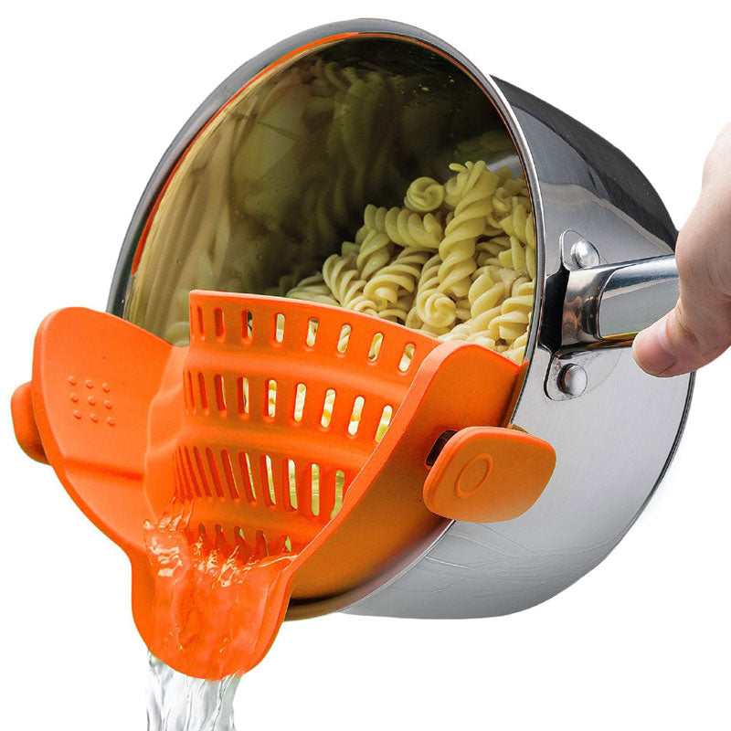 Silicone Clip-On Pasta Strainer for Pots: Hands-Free & Quick Drain