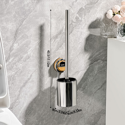 No-Drill Stainless Steel Toilet Brush Set – Sleek and Durable