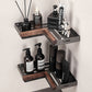 No-Drill Walnut Wall-Mounted Storage Rack – Fast Drainage & Strong Load-Bearing