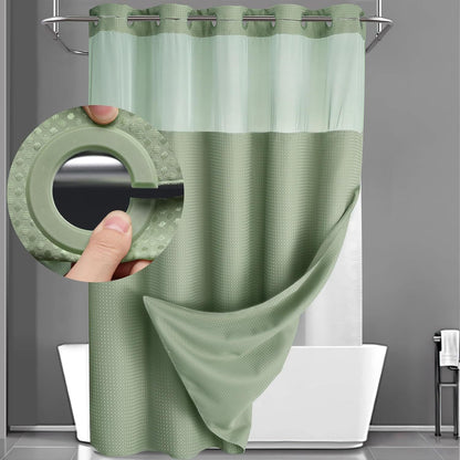 BathSnap™ No-Hook Bathroom Curtain with Waterproof Inner Liner