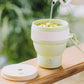 Portable Foldable Silicone Cup – With Built-in Straw