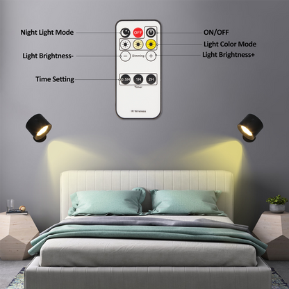 MagniGlow Remote Wall Lamp – 360° Rotation, Tri-Color Lighting