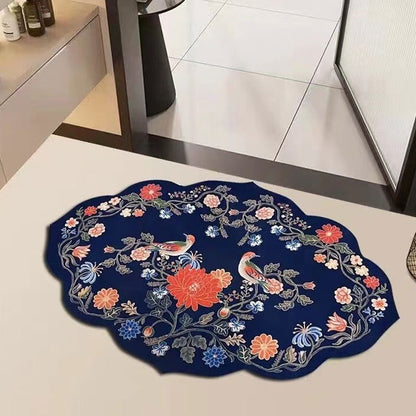 Vintage Floral Diatomite Absorbent Mat - Quick-Dry & Stylish