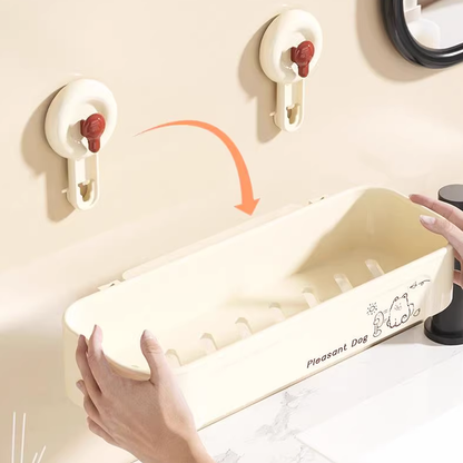 Cream-Colored No-Drill Bathroom Shelf: Easy Installation & No Marks