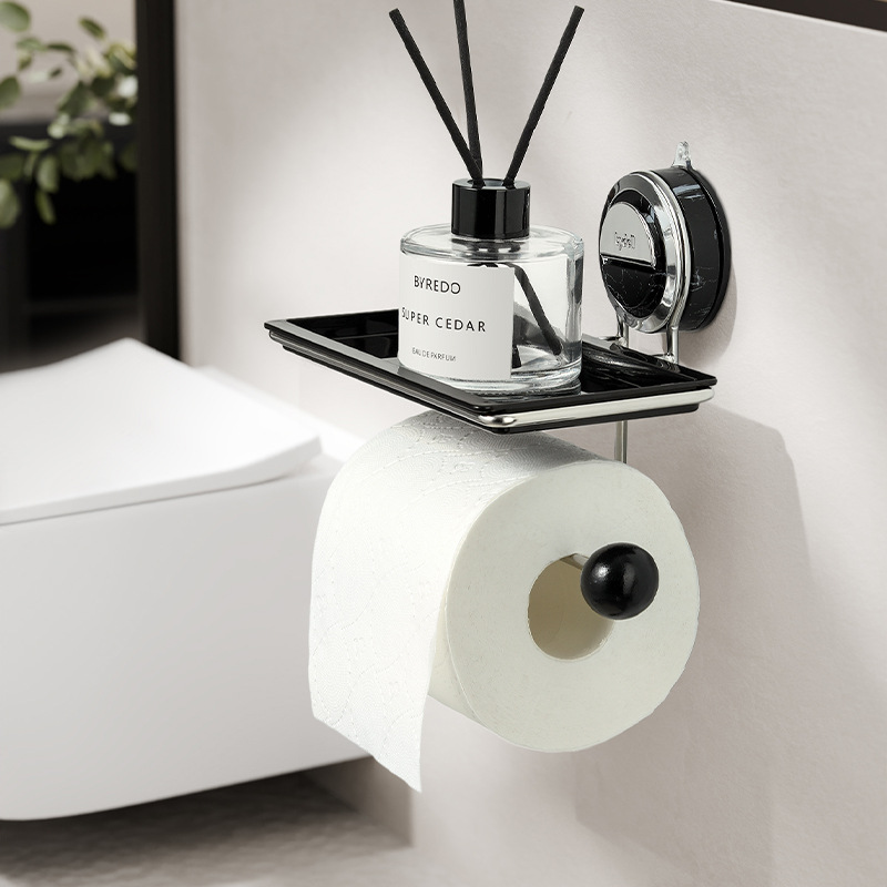 No Drilling Suction Stainless Steel Toilet Paper Holder