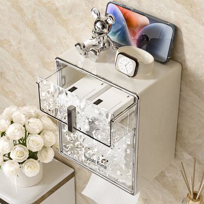 Glacier-Pattern Tissue Box – No Drill Installation, Large Capacity