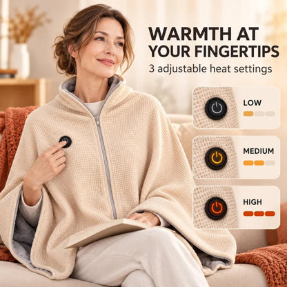 CozyWrap™ USB Heated Blanket – Soft Wearable Shawl with Adjustable Heat Settings