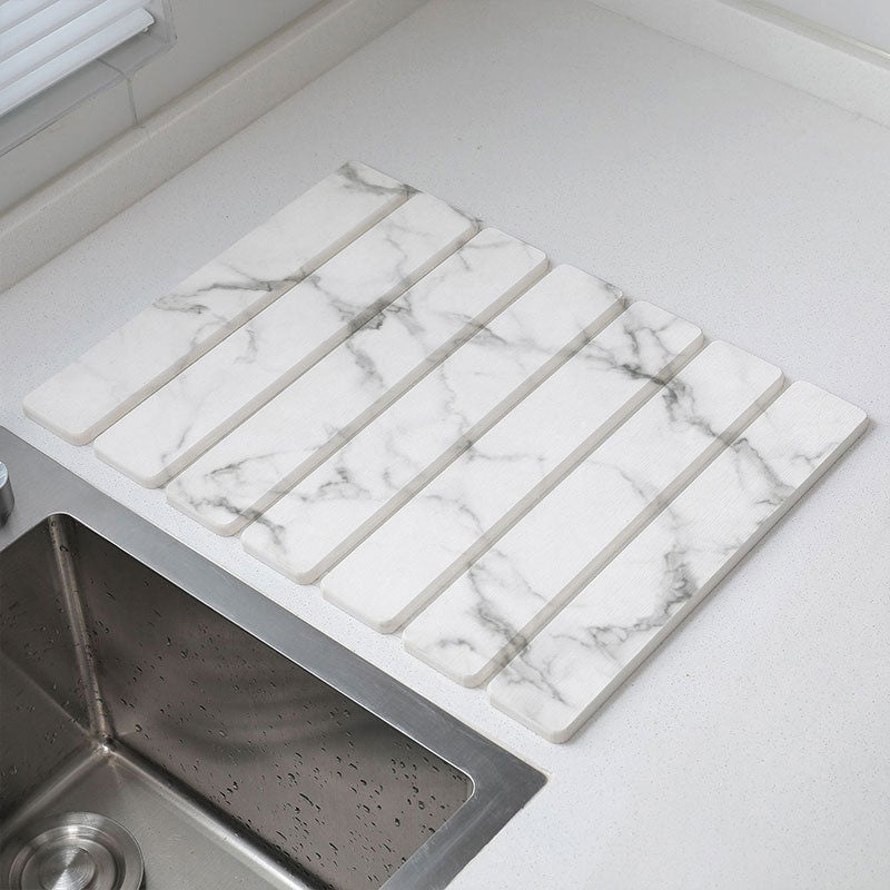 Marble-Style Diatomite Foldable Draining Mat: Quick-Dry, Heat-Resistant & Space-Saving Design