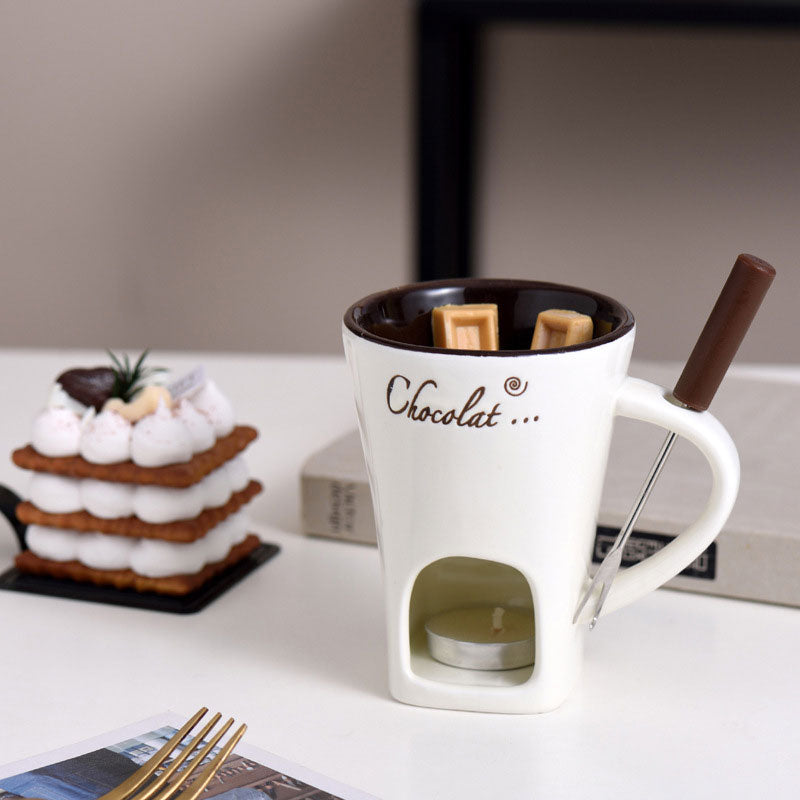 Ceramic Chocolate Fondue Mug Set: Easy to Clean & Reusable