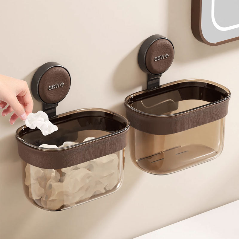 Wood Grain Suction Storage Box – Hollow Drainage & Wide Opening Design