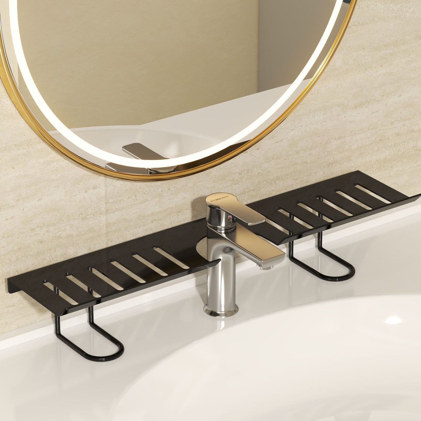 Streamline · Gun-Grey Faucet Vanity Organizer