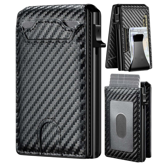 Vanguar Dual-Flip RFID Blocking Money Clip Wallet — Premium Leather Tactical Slim Bifold