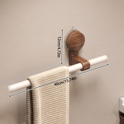 Walnut Wood Suction Towel Rack - Strong Load-Bearing, No-Drill Installation