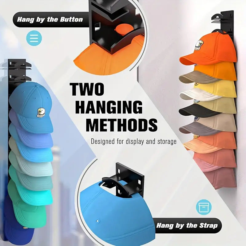 CapRail™ Wall-Mounted Hat Organizer for Baseball Caps