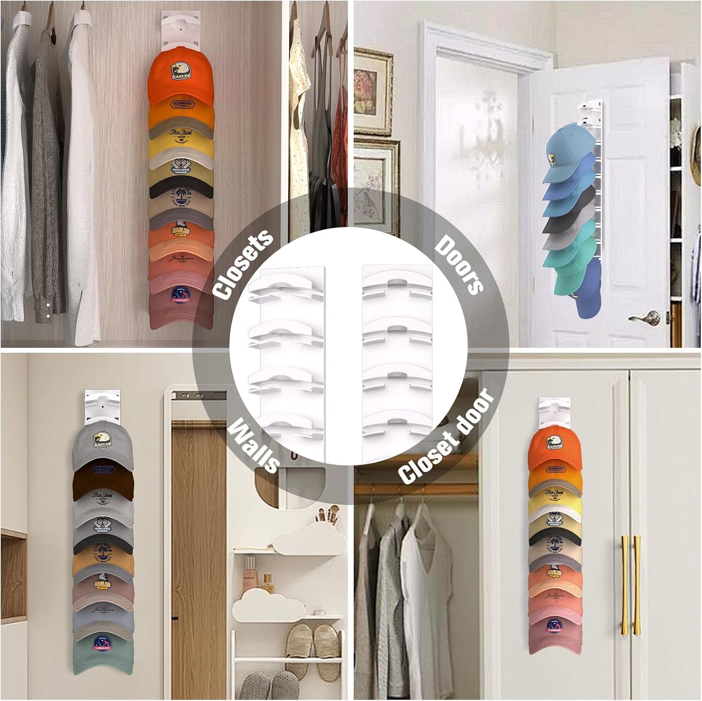 CapRail™ Wall-Mounted Hat Organizer for Baseball Caps