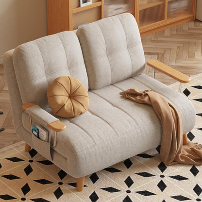 Convertible Futon Sofa Bed Sleeper Chair with Solid Wood Leg