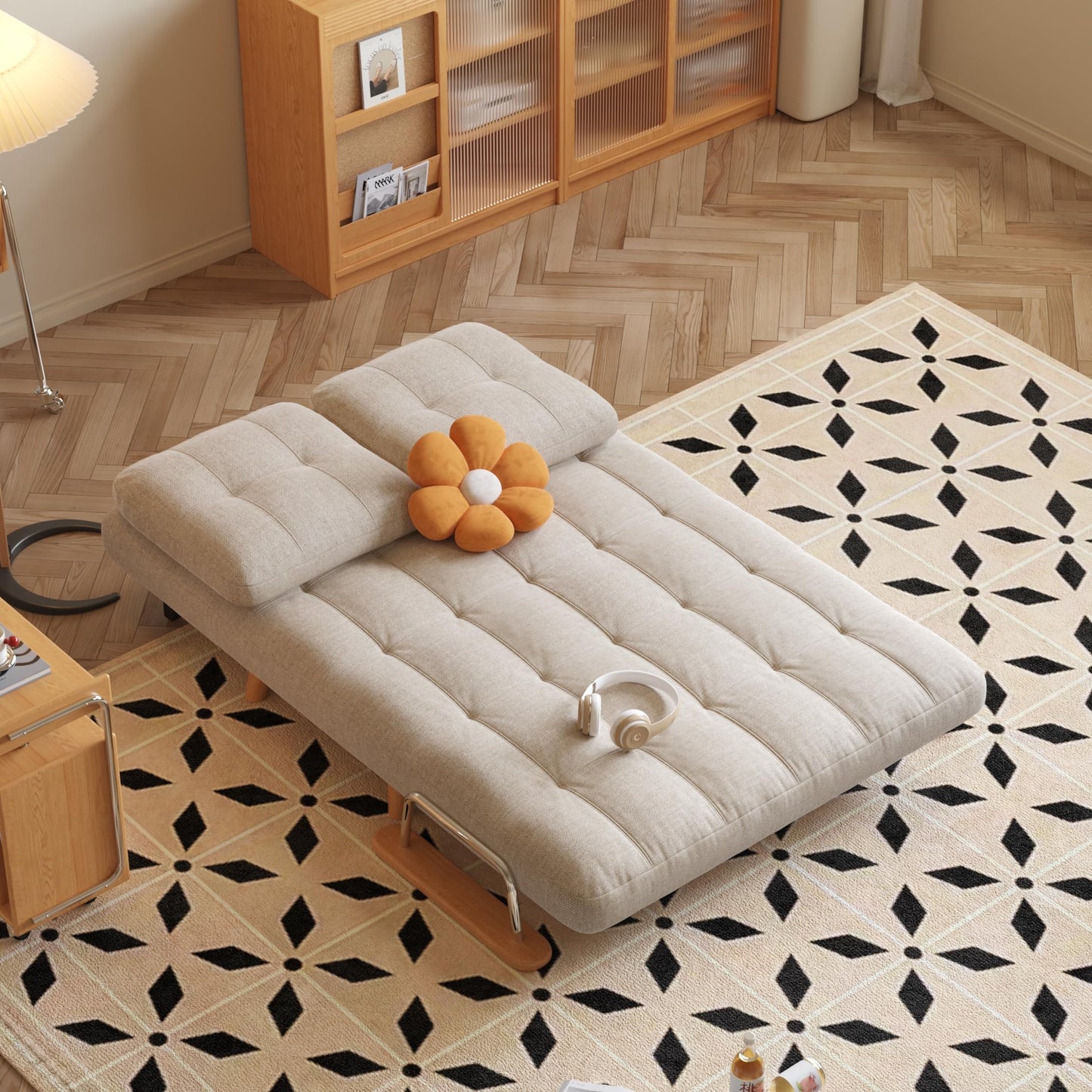 Convertible Futon Sofa Bed Sleeper Chair with Solid Wood Leg