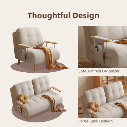 Convertible Futon Sofa Bed Sleeper Chair with Solid Wood Leg