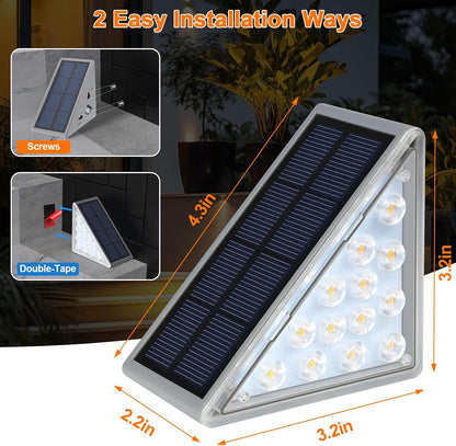 Outdoor Solar Stair Lights with Auto On/Off Sensor & Weatherproof Deck Lighting