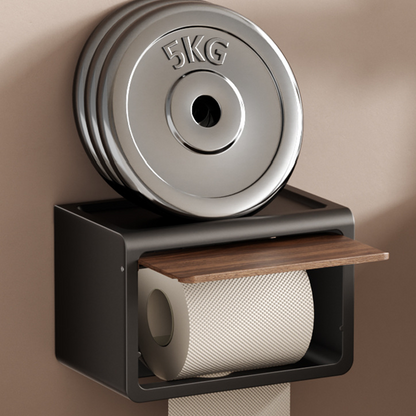 No-Drill Suction Paper Towel Holder – Wood & Metal, Strong Load Capacity