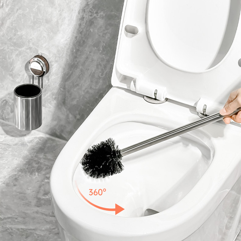 No-Drill Stainless Steel Toilet Brush Set – Sleek and Durable