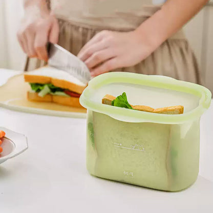 Reusable Silicone Food Storage Bag & Lunch Box: Leak-Proof, Heat & Cold Resistant