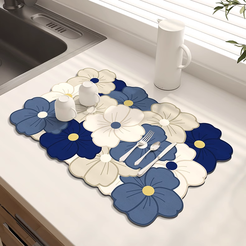 Colorful Floral Water-Absorbent Mat – Fast Drying, Non-Slip