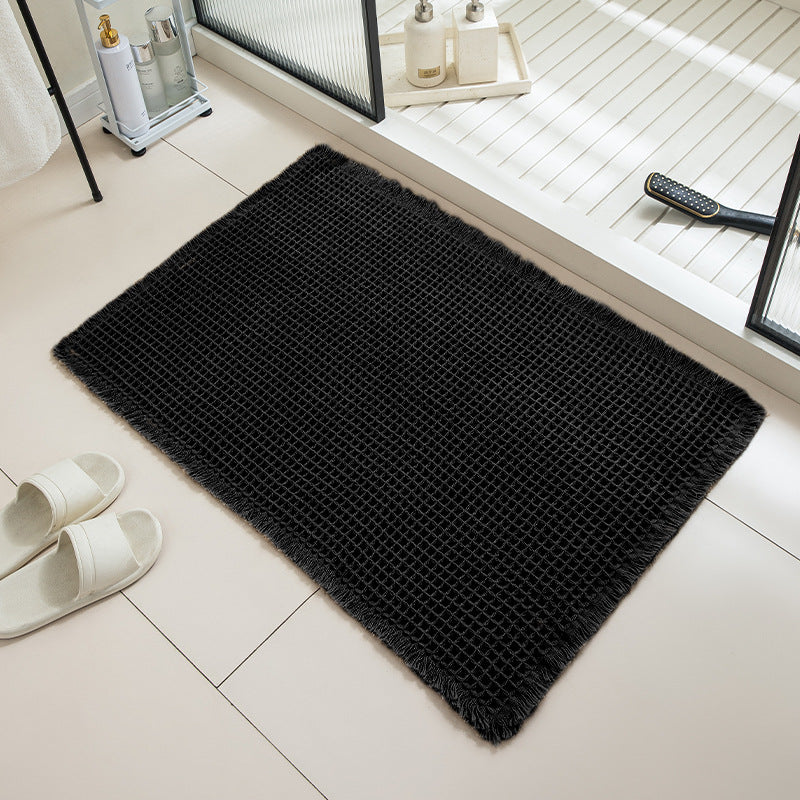 Solid Color Waffle Bathroom Mat with Absorbent Non-Slip Design