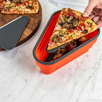 PizzaPack · Collapsible Silicone Slice Storage & Travel Container