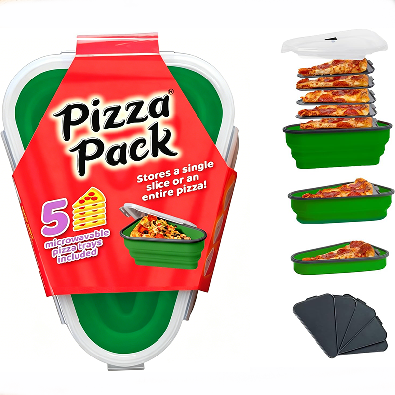 PizzaPack · Collapsible Silicone Slice Storage & Travel Container