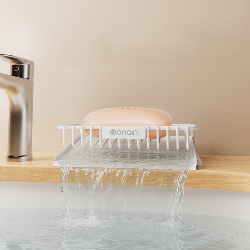AuraGlow · Detachable Dual-Layer Luxe Soap & Sponge Organizer