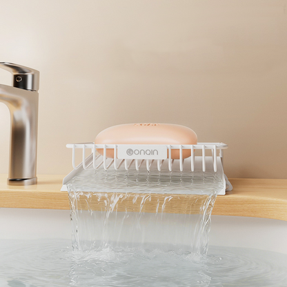AuraGlow · Detachable Dual-Layer Luxe Soap & Sponge Organizer