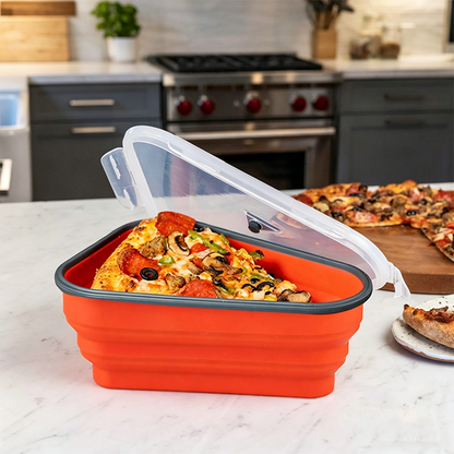 PizzaPack · Collapsible Silicone Slice Storage & Travel Container