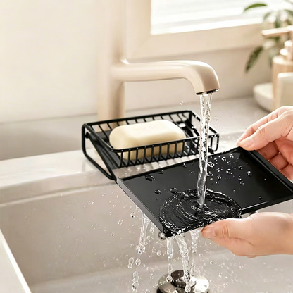 AuraGlow · Detachable Dual-Layer Luxe Soap & Sponge Organizer