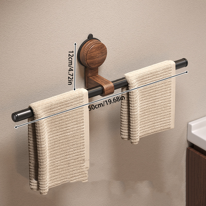 Walnut Wood Suction Towel Rack - Strong Load-Bearing, No-Drill Installation