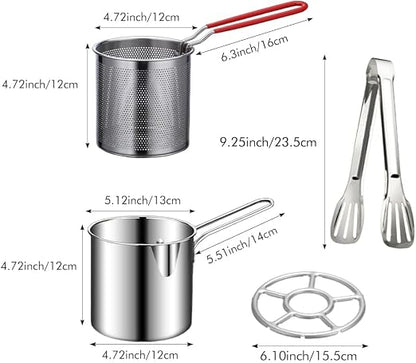 CrispMaste Mini Stainless Steel Deep Fryer with Strainer Basket