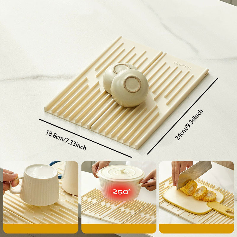 Tri-Fold Sloped Drain & Heat Insulation Mat – Space-Saving & Practical