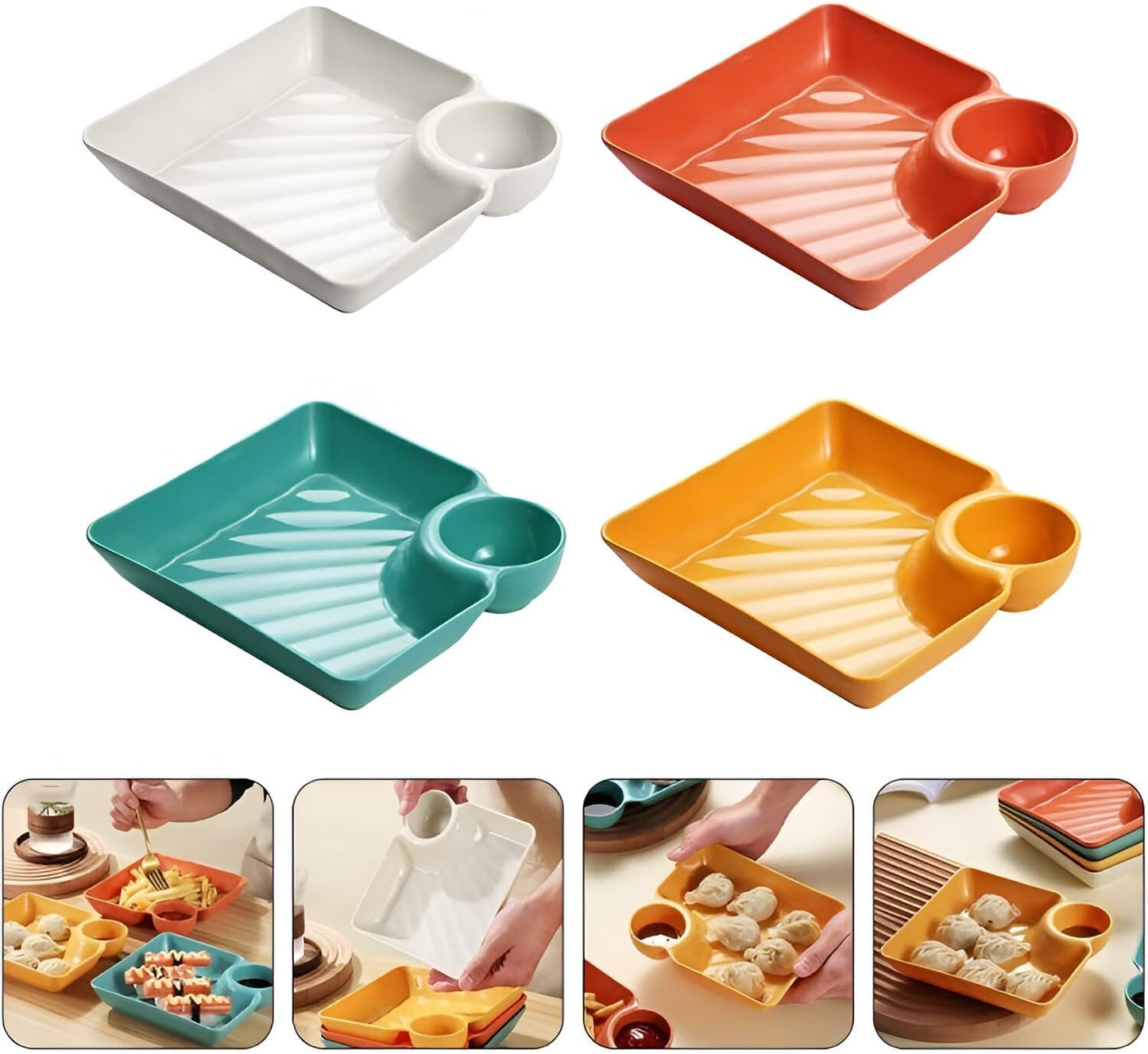 DumpliDip™ BPA-Free Snack Plate for Dumplings, Sushi & Appetizers