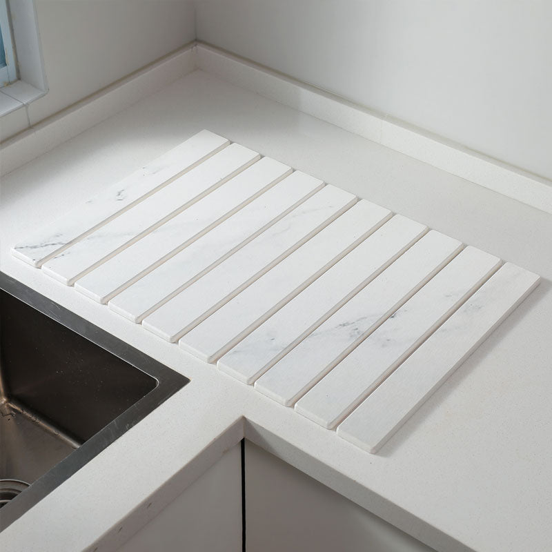 Marble-Style Diatomite Foldable Draining Mat: Quick-Dry, Heat-Resistant & Space-Saving Design
