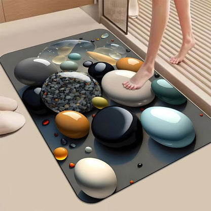 Colored 3D Pebble Absorbent Floor Mat: Soft & Anti-Slip