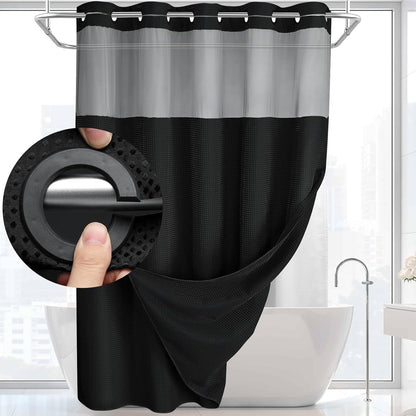 BathSnap™ No-Hook Bathroom Curtain with Waterproof Inner Liner
