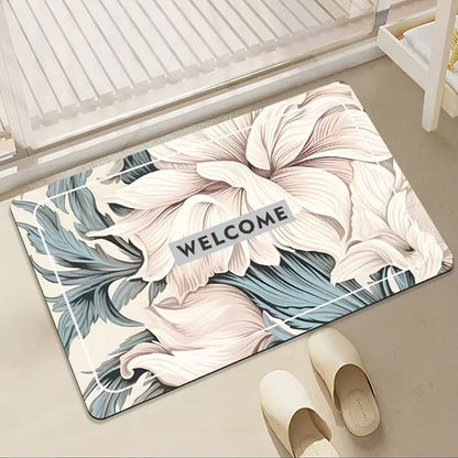 Minimalist Floral Non-Slip Absorbent Mat: Soft & Easy to Clean