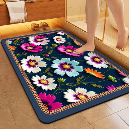 Pastoral Floral Floor Mat – Quick Absorption & Anti-Slip