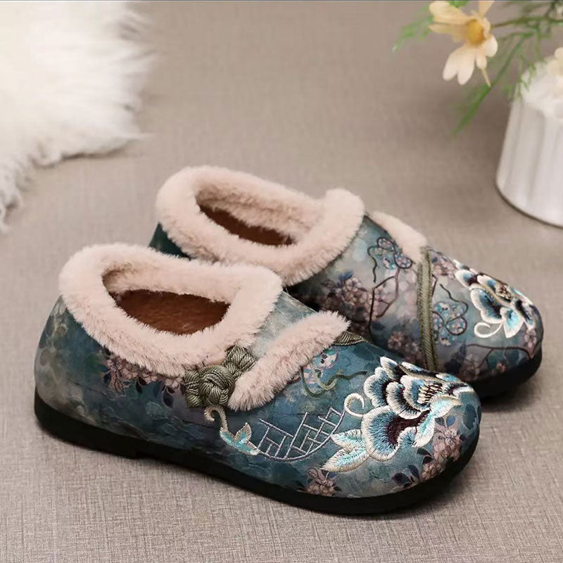 EmbroHome-Vintage Embroidered Cotton Slippers: Non-Slip Design