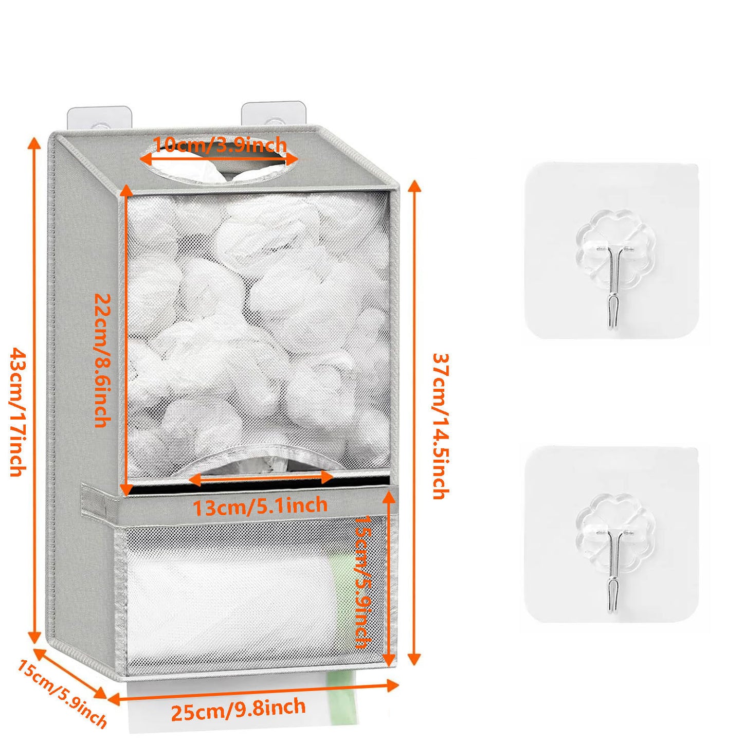 NeatPack™ 2-in-1 Extra Large Trash Bag Dispenser — Wall-Mounted Punch-Free Mesh Storage Organizer